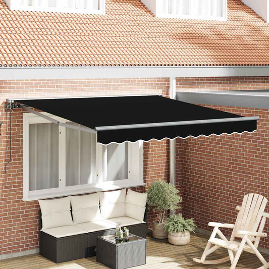Retractable Awning Black 300x250 cm Polyester fabric and Metal