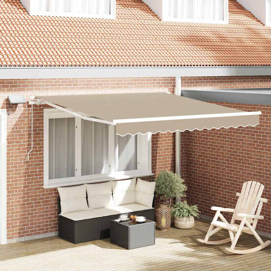 Manual Retractable Awning with LED Beige 300x250 cm
