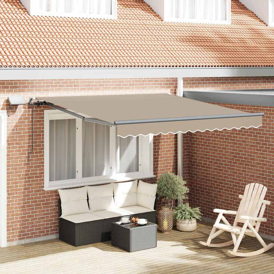 Manual Retractable Awning with LED Beige 300x250 cm