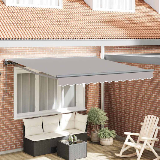 Retractable Awning Manual Light Grey 300x250 cm Polyester