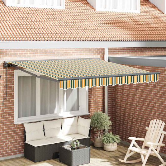 Retractable Awning Manual Green and Yellow 300x250 cm Polyester