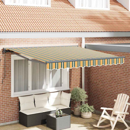 Retractable Awning Manual Green and Yellow 300x250 cm Fabric