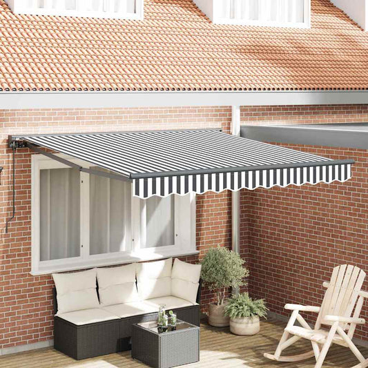 Retractable Awning Manual Anthracite and White 350x250 cm