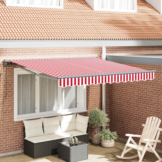 Retractable Awning Manual Red and White Stripe 350x250 cm