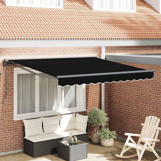 Retractable Awning Manual Black 350x250 cm Polyester