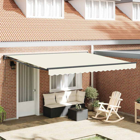 Retractable Awning Manual Cream 400x300 cm Polyester and Steel