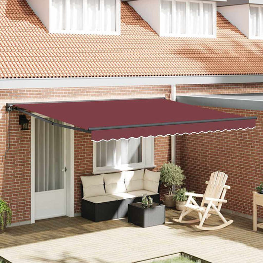 Retractable Awning Burgundy Red 400x300 cm Polyester and Metal