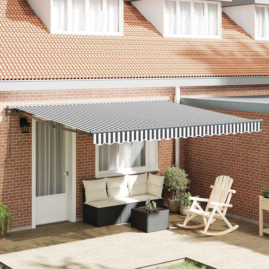 Retractable Awning Manual Anthracite and White 400x300 cm
