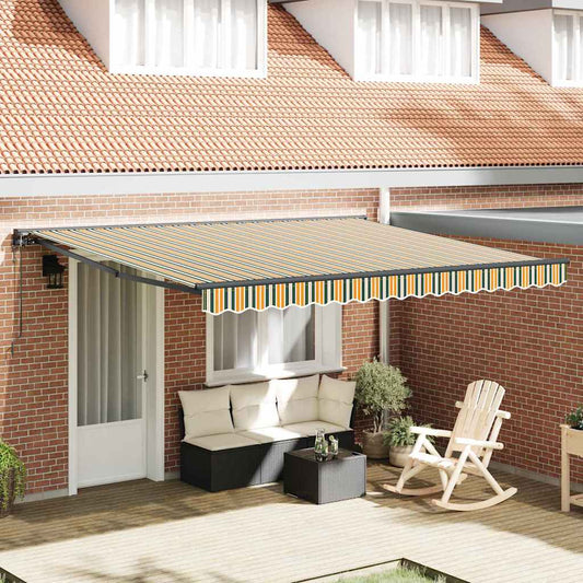 Retractable Awning Manual Green and Yellow 400x300 cm
