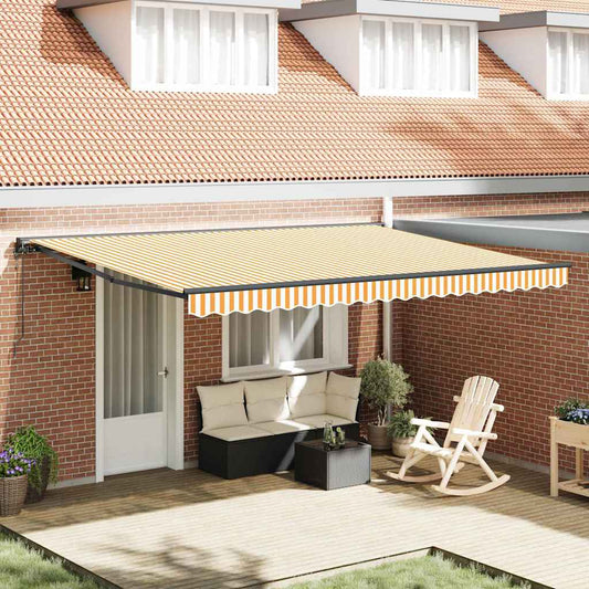 Retractable Awning Manual Orange and White 450x300 cm