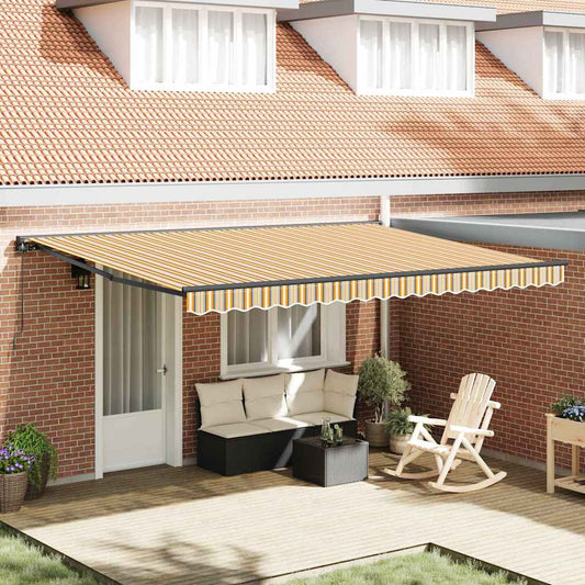 Retractable Awning Manual Yellow and Grey 450x300 cm Fabric