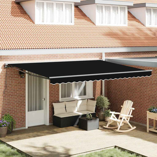 Manual Retractable Awning Black 450x300 cm