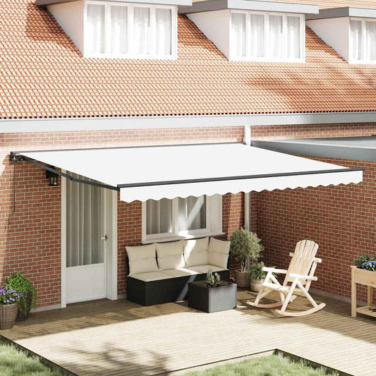 Retractable Awning Manual White 450x300 cm Polyester and Metal