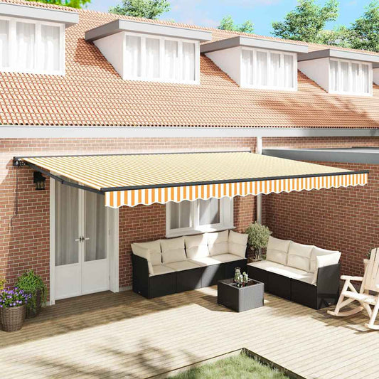 Retractable Awning Manual Orange and White 500x300 cm