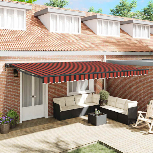 Retractable Awning Manual Orange and Brown 500x300 cm