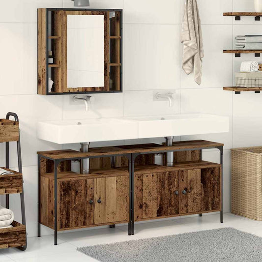 Bathroom Vanity Units with Shelf 3 pcs Brown 80 x 30 x 60 cm