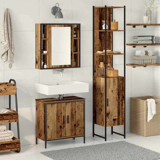 Bathroom Vanity Units with Shelf 3 pcs Brown 33 x 33 x 185.5 cm