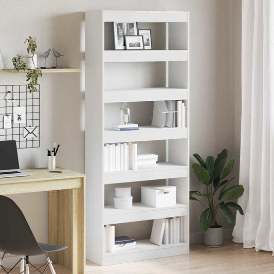 White Bookshelf White Engineered wood 80 x 30 x 198 cm Storage