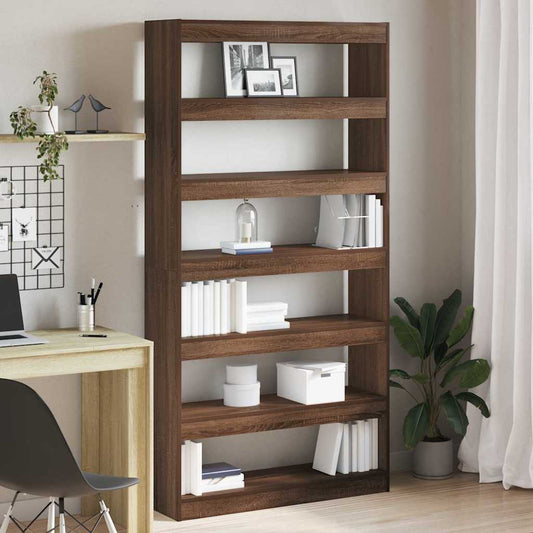 Bookcase Brown oak Engineered wood 100 x 30 x 198 cm