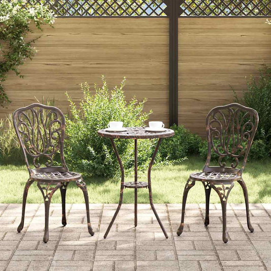 3-Piece Garden Bistro Set - Bronze Cast Aluminum
