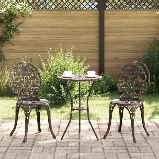 3 Piece Garden Bistro Set Bronze Cast Aluminium
