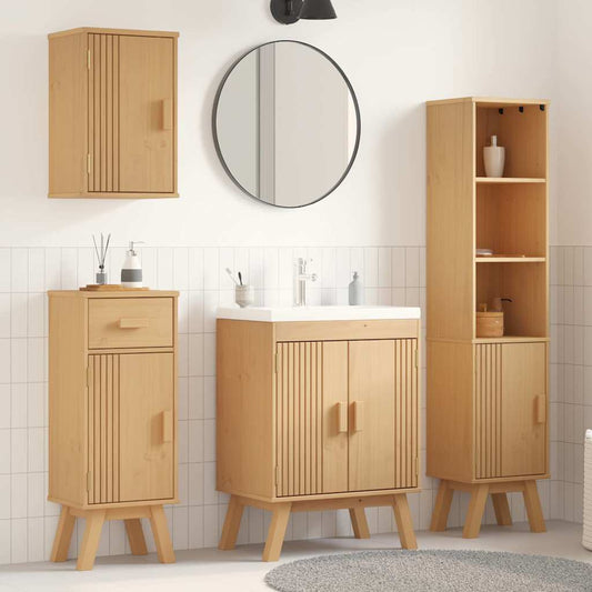 4-Piece Bathroom Furniture Set Made of Solid Pine Wood