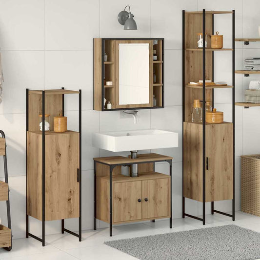 4 Piece Bathroom Furniture Set Artisan Oak Engineered Wood