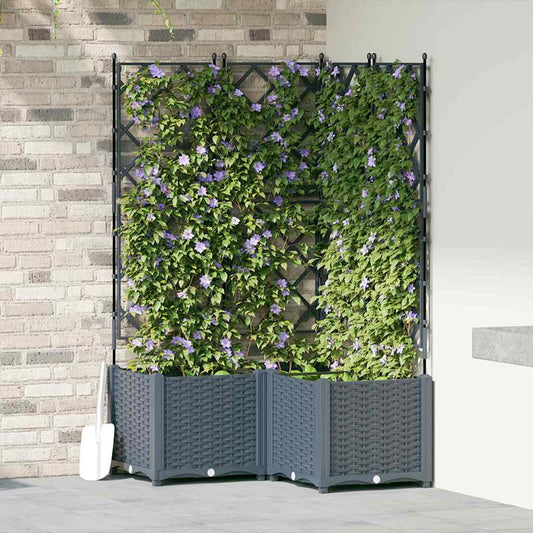 Garden Planter with Trellis 3 pcs Light grey 80 x 80 x 143 cm