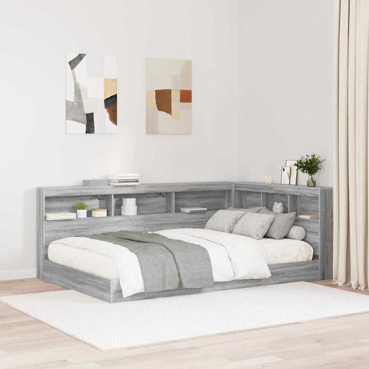 Storage Headboard with Shelf Grey sonoma 120 cm Engineered wood