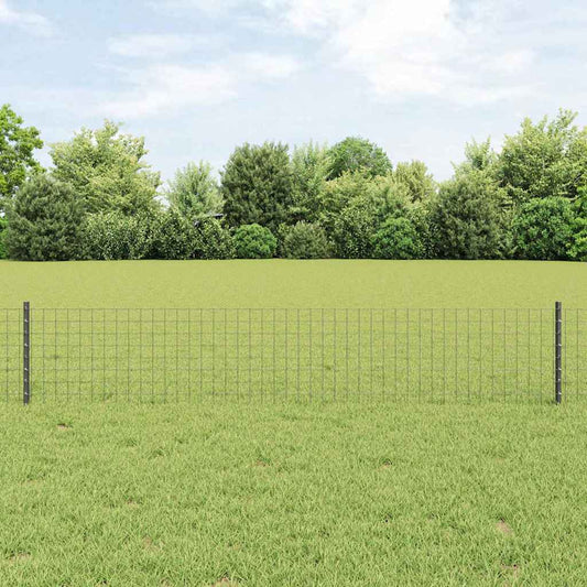 Grey Fence Posts 44 pcs Grey Powder-Coated Steel