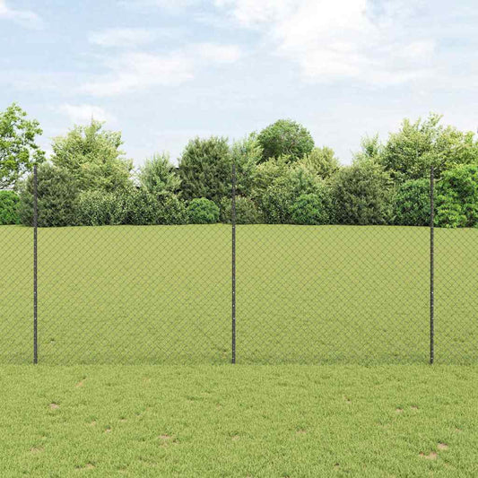 Chain Link Fence with 20 U Posts Grey 1.6x10 m Steel