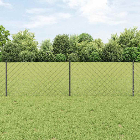 Chain Link Fence with 10 U Posts Grey 0.6x10 m Steel