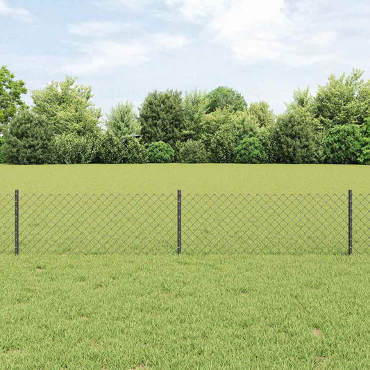 Chain Link Fence with 22 U Posts Grey 0.4x25 m Steel