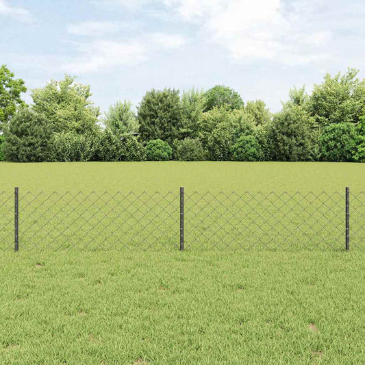 Chain Link Fence with 22 U Posts Grey 0.4x25 m Steel