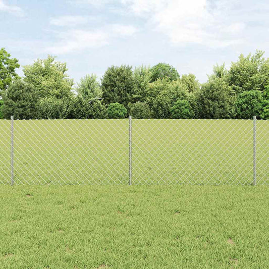 Chain Link Fence with 10 U Posts Silver 0.6x10 m Steel