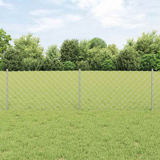Chain Link Fence with 10 U Posts Silver 0.6x10 m Steel