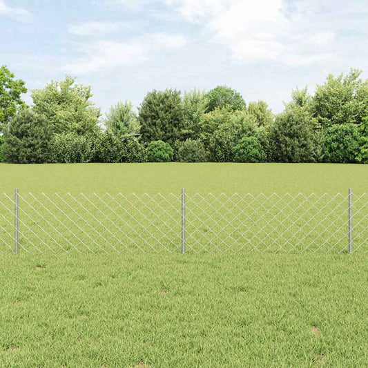 Chain Link Fence with 22 U Posts Silver 0.4x25 m Steel