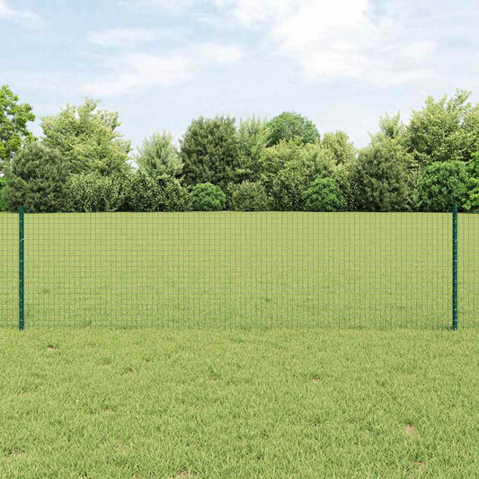 Welded Wire Fence with 11 U Posts Green 0.6x25 m Steel