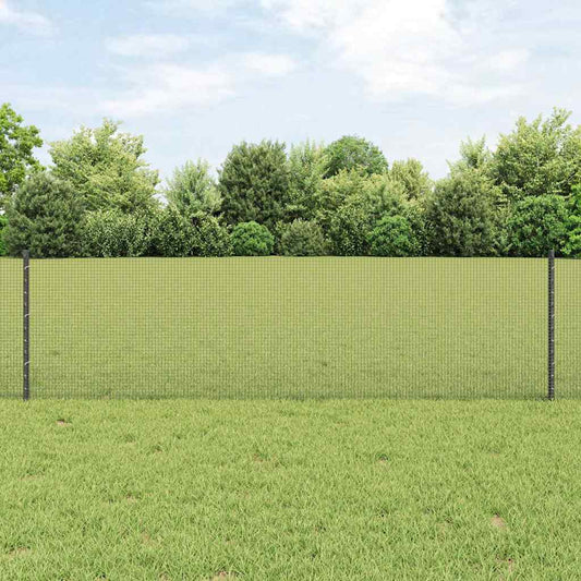 Welded Wire Fence with 5 U Posts Grey 0.6x10 m Steel
