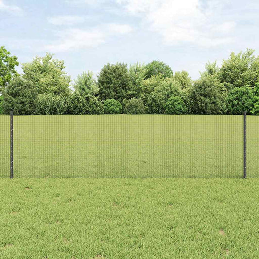 Welded Wire Fence with 5 U Posts Grey 0.6x10 m Steel