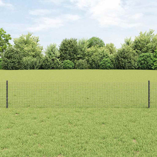 Welded Wire Fence with 11 U Posts Grey 0.4x25 m Steel