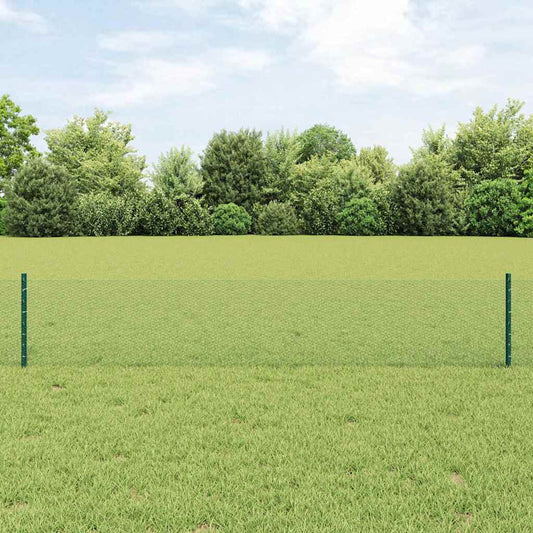 Fence Posts 11 pcs U-Channel Green 40 cm Steel