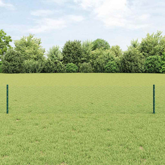 Fence Posts 11 pcs U-Channel Green 40 cm Steel