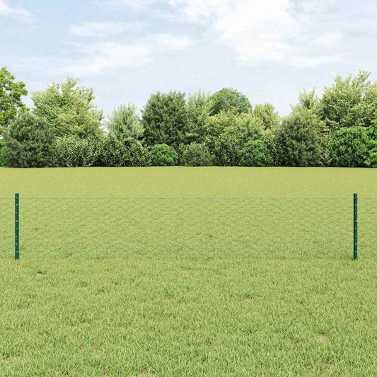 Fence Posts 11 pcs U-Channel Green 40 cm Steel