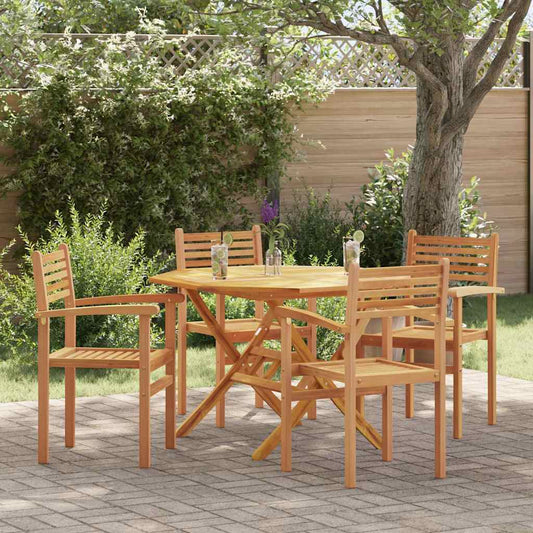 Garden Stacking Chairs 4 pcs Brown 55.5 x 55.5 x 90 cm
