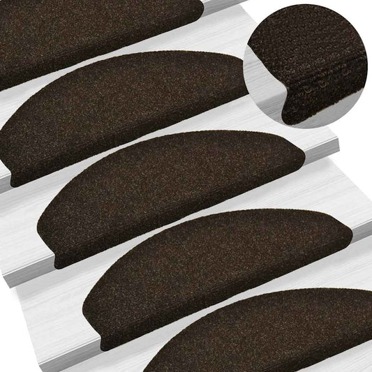 Stair Mats Self-adhesive 20 pcs 65x21x4 cm Dark Brown Half Round Large