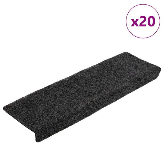 Stair Mats Self-adhesive 20 pcs 65x21x4 cm Black Rectangular Edge