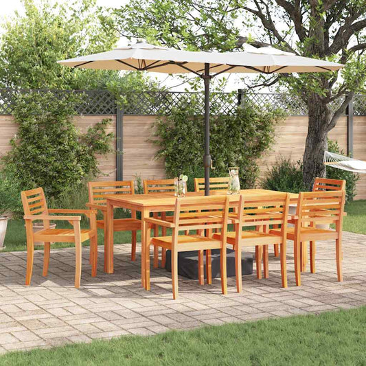 9-Piece Garden Dining Set - Made of Solid Acacia Wood