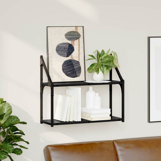 Wall Shelf with Shelf Black oak 60 x 21 x 51 cm Engineered wood