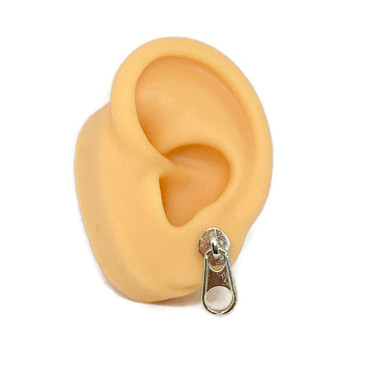 Zipper Silver Stud Earrings-0